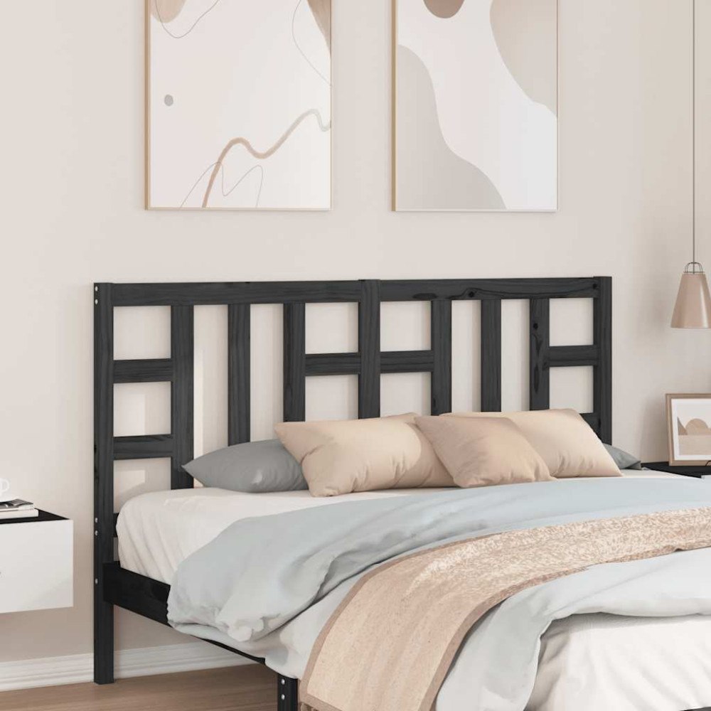 vidaXL Sänggavel svart 166x4x100 cm massiv furu
