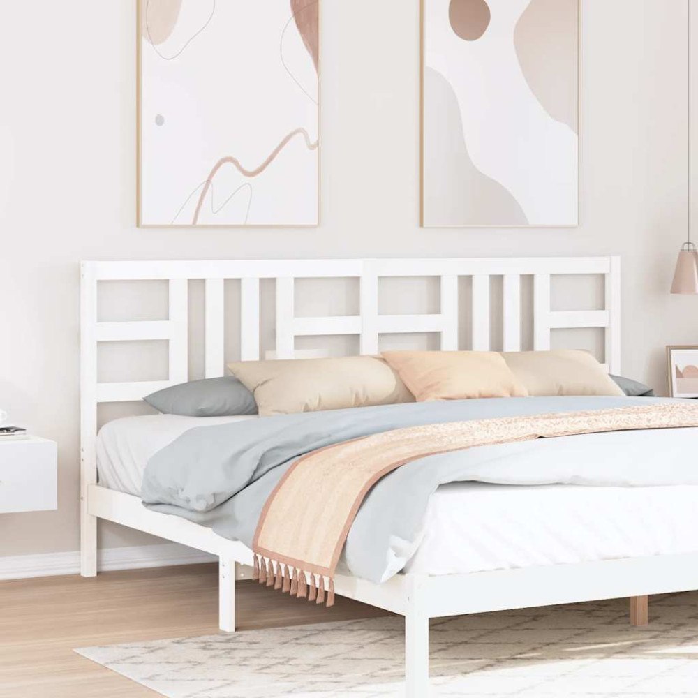 vidaXL Sänggavel vit 206x4x100 cm massiv furu