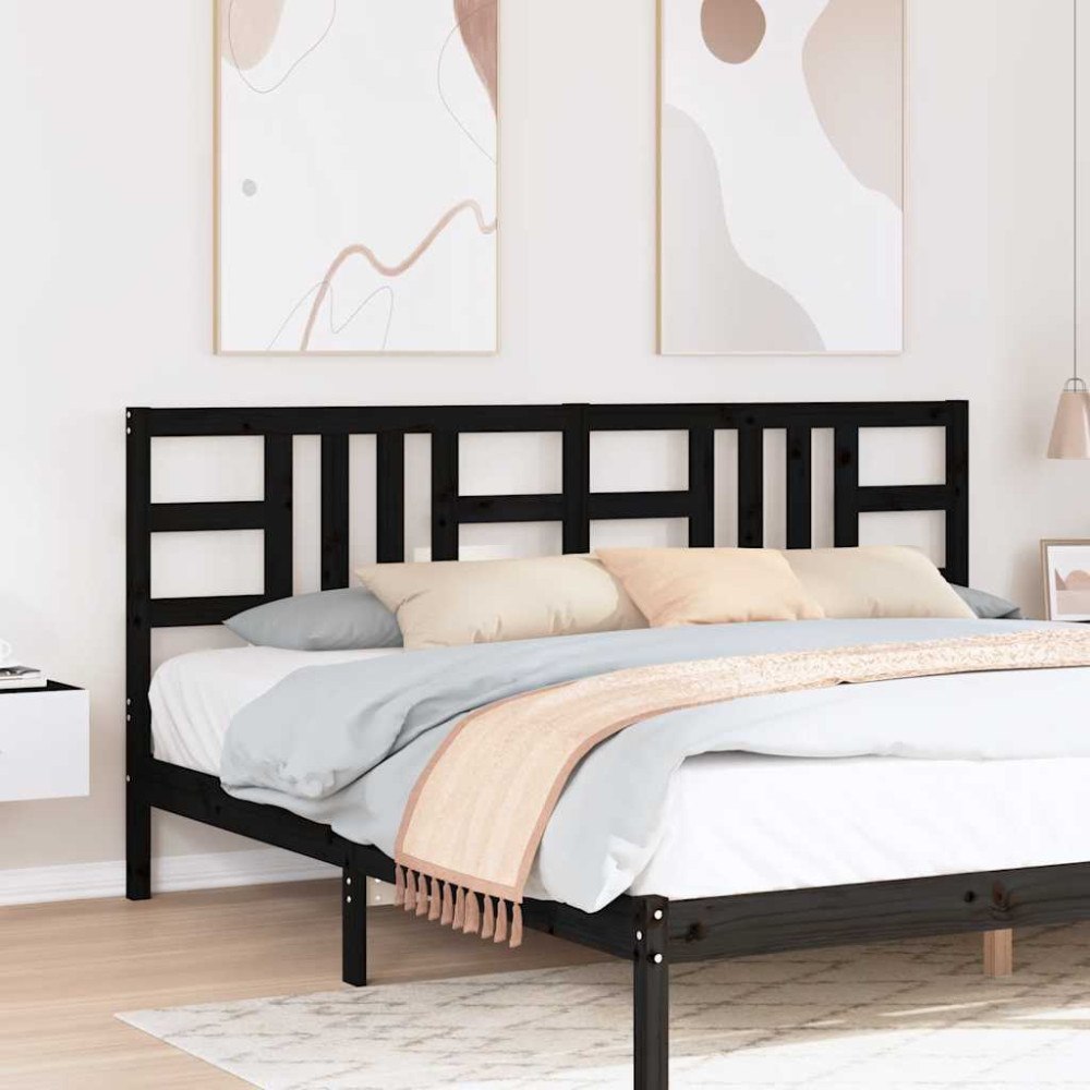 vidaXL Sänggavel svart 206x4x100 cm massiv furu