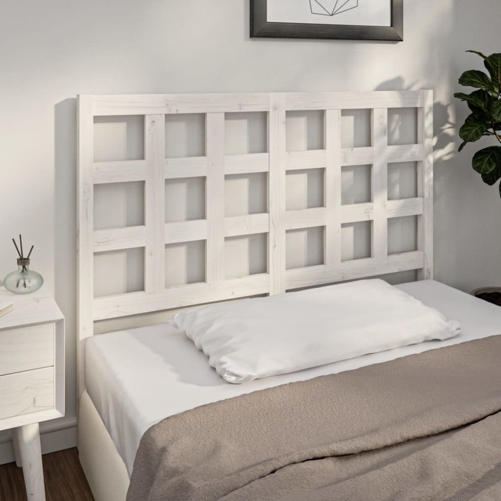 vidaXL Sänggavel vit 125,5x4x100 cm massiv furu
