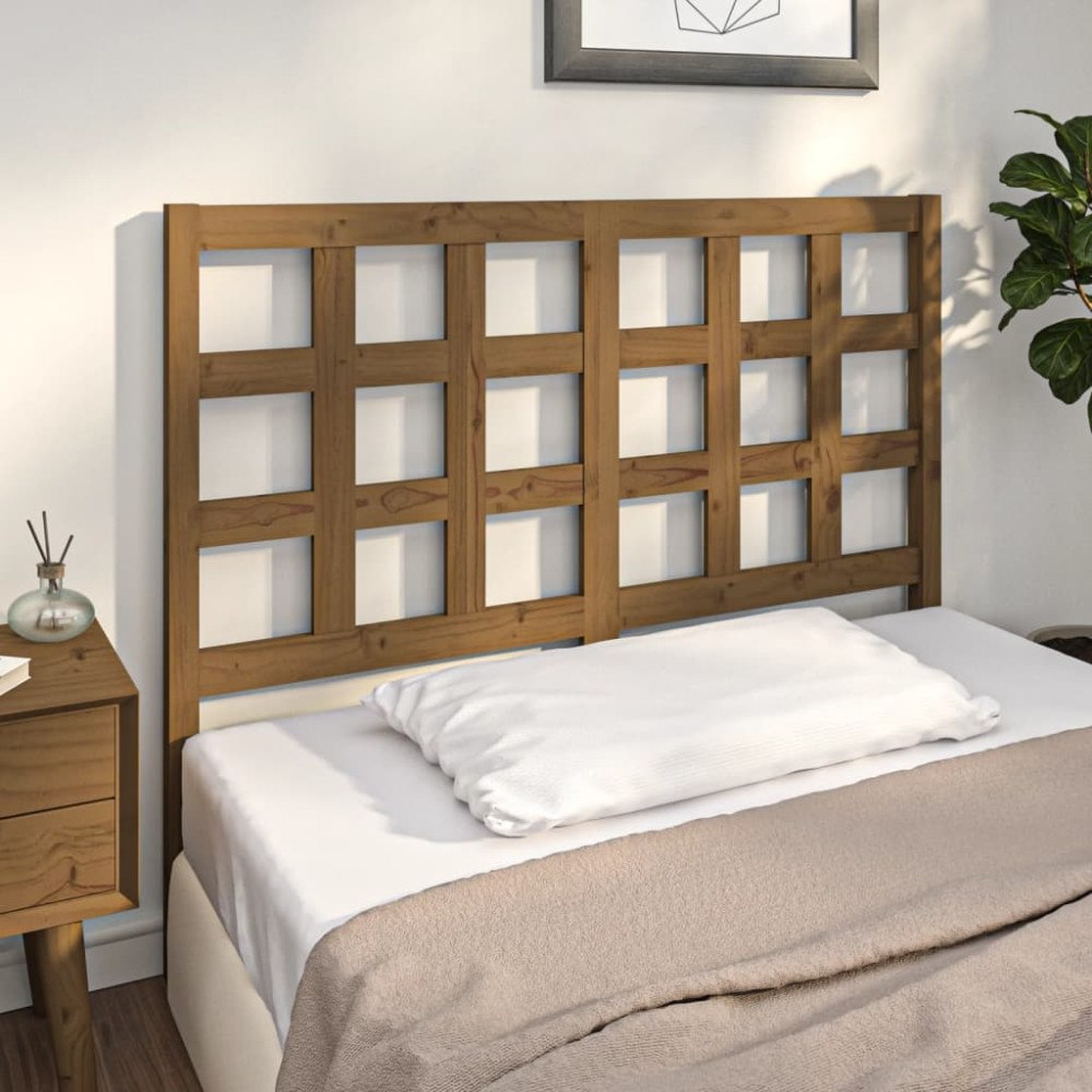 vidaXL Sänggavel honungsbrun 125,5x4x100 cm massiv furu