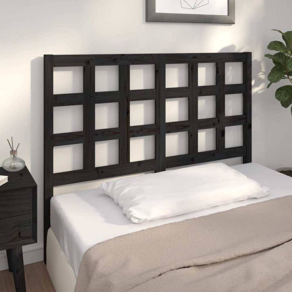 vidaXL Sänggavel svart 125,5x4x100 cm massiv furu
