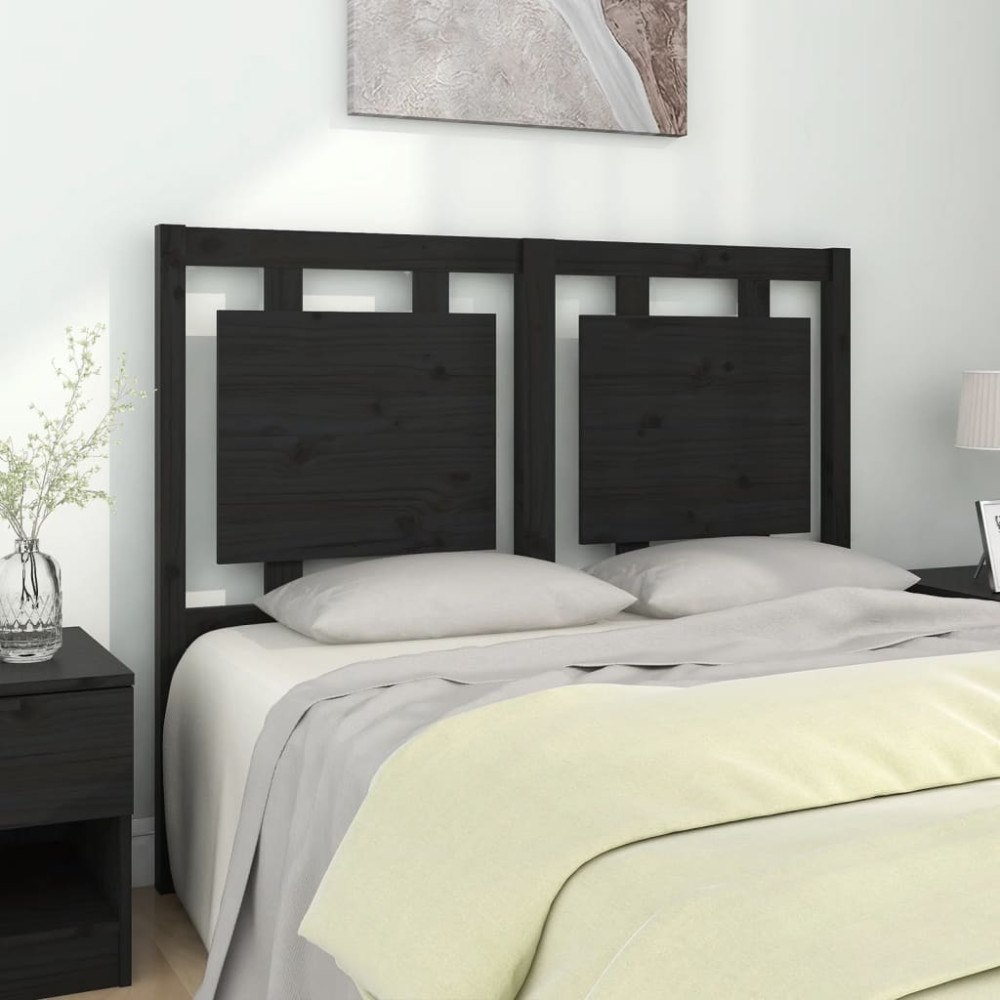 vidaXL Sänggavel svart 125,5x4x100 cm massiv furu