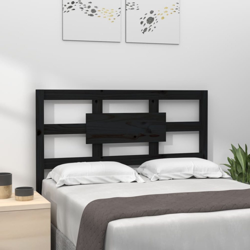 vidaXL Sänggavel svart 95,5x4x100 cm massiv furu