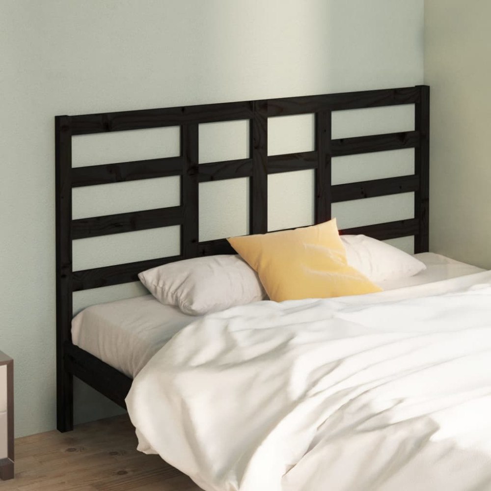 vidaXL Sänggavel svart 146x4x104 cm massiv furu