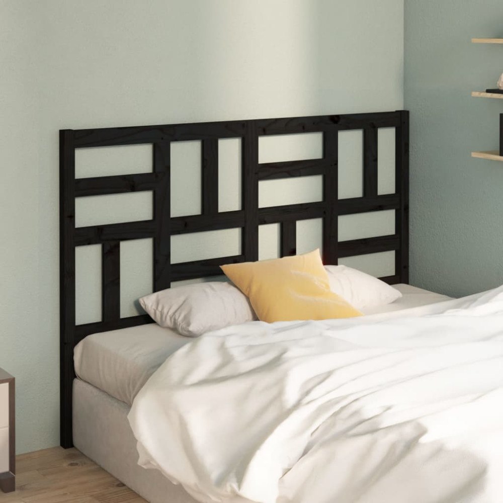 vidaXL Sänggavel svart 126x4x104 cm massiv furu