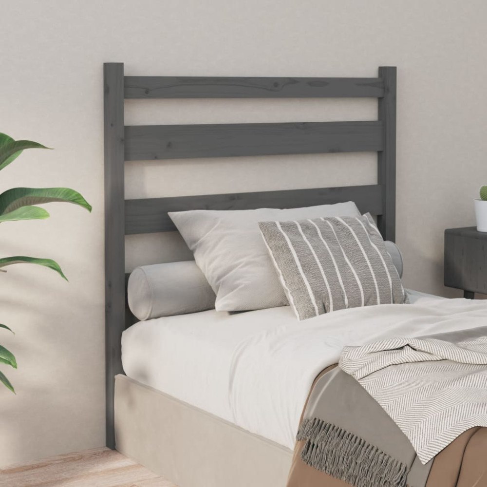vidaXL Sänggavel grå 96x4x100 cm massiv furu