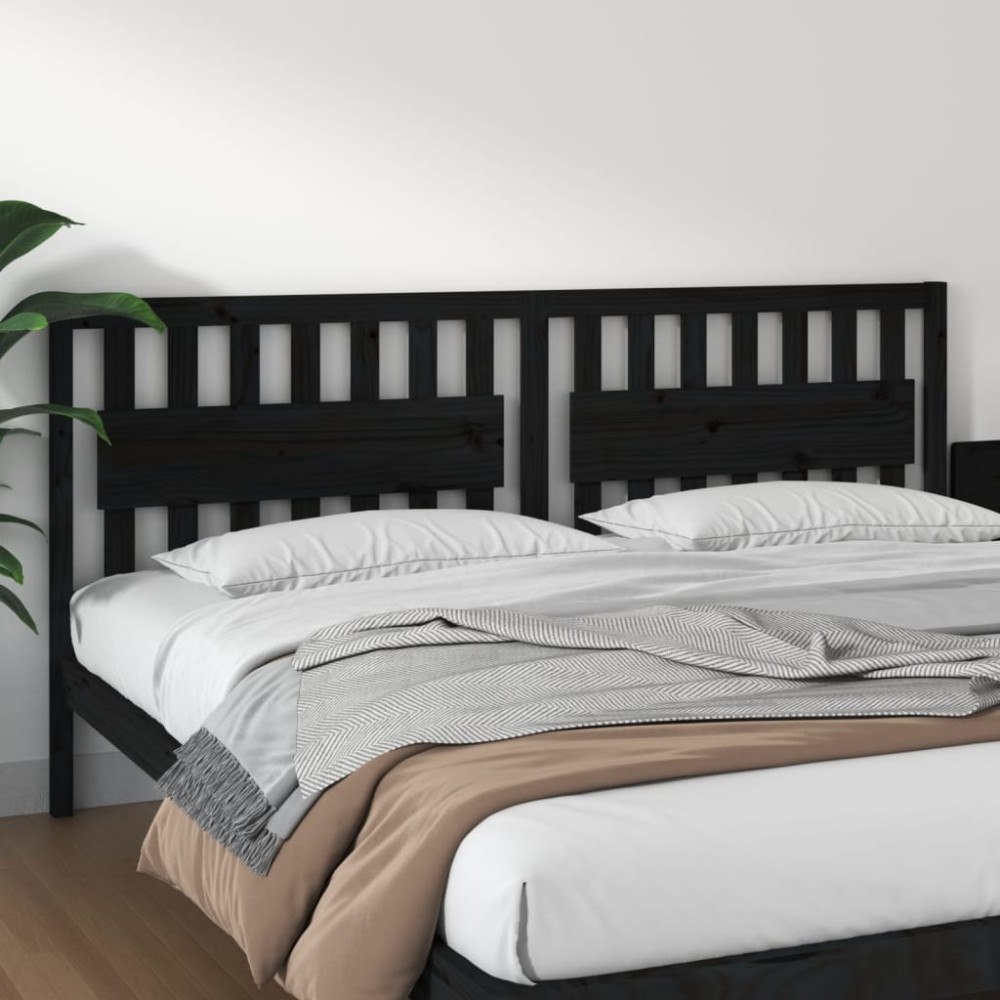 vidaXL Sänggavel svart 205,5x4x100 cm massiv furu
