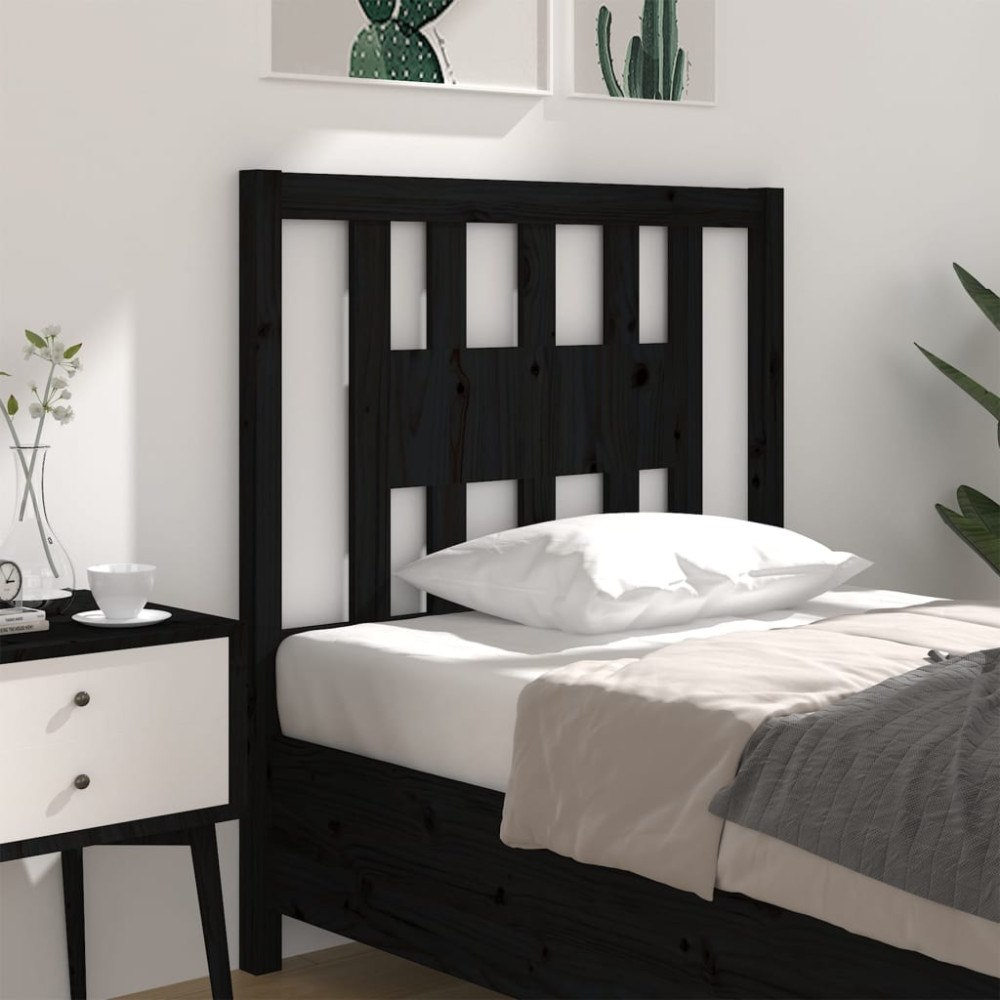 vidaXL Sänggavel svart 81x4x100 cm massiv furu