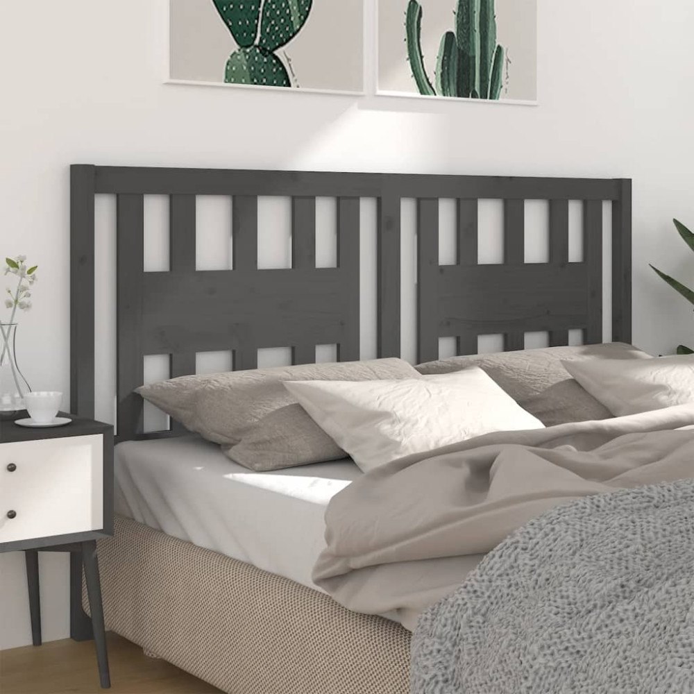 vidaXL Sänggavel grå 126x4x100 cm massiv furu
