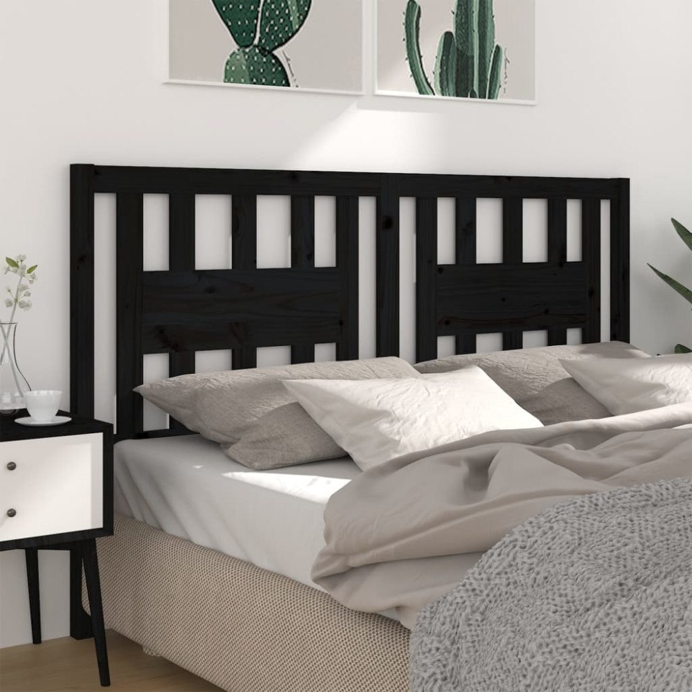 vidaXL Sänggavel svart 166x4x100 cm massiv furu