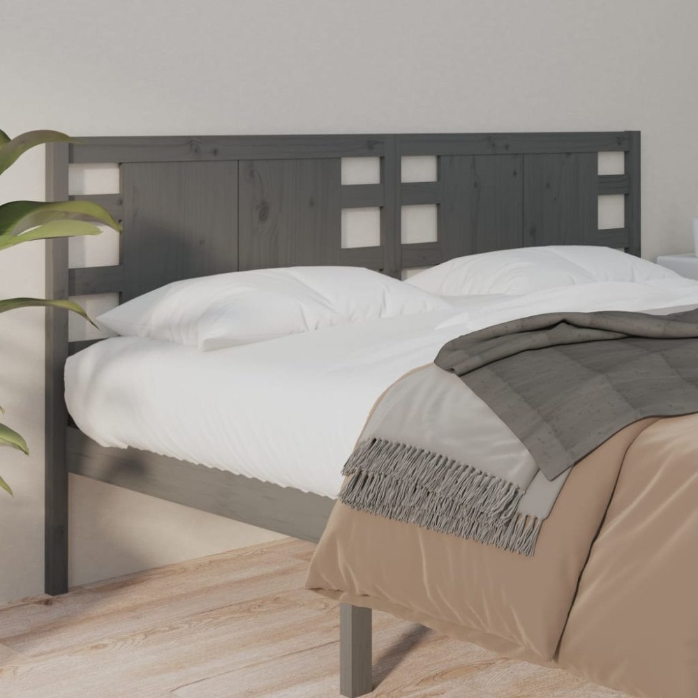 vidaXL Sänggavel grå 146x4x100 cm massiv furu