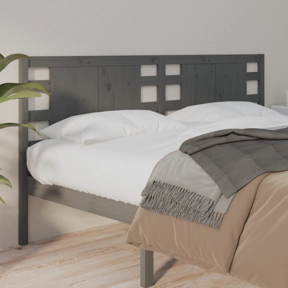 vidaXL Sänggavel grå 206x4x100 cm massiv furu