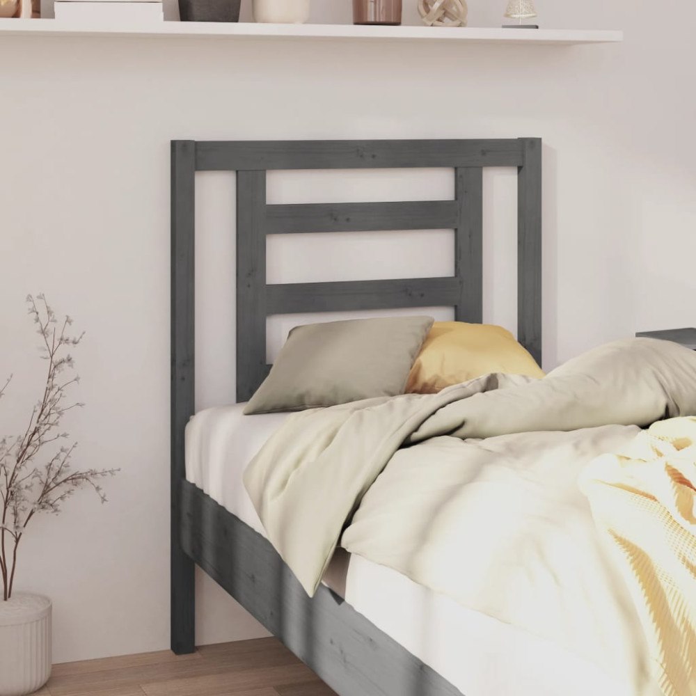 vidaXL Sänggavel grå 81x4x100 cm massiv furu