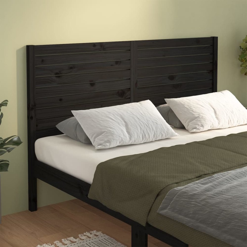 vidaXL Sänggavel svart 146x4x100 cm massiv furu