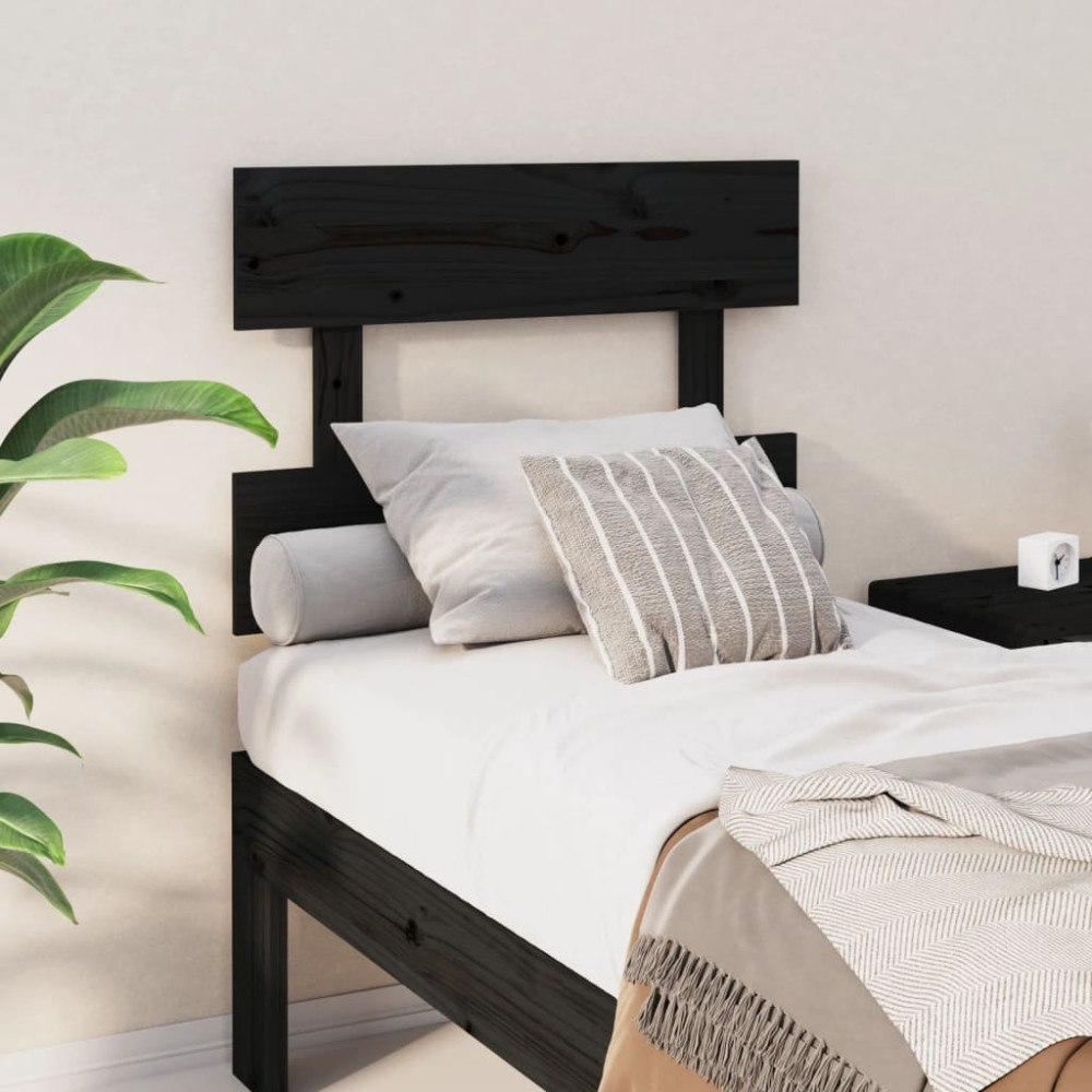 vidaXL Sänggavel svart 78,5x3x81 cm massiv furu