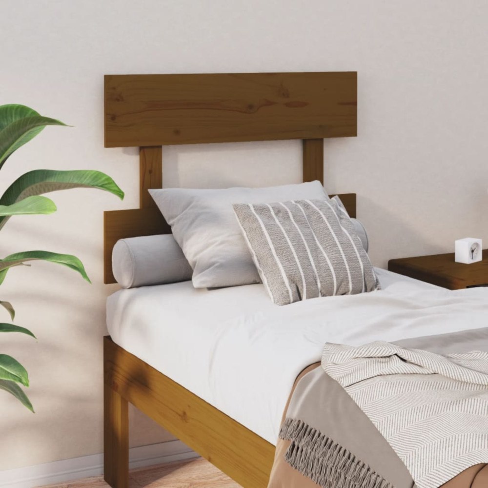 vidaXL Sänggavel honungsbrun 103,5x3x81 cm massiv furu