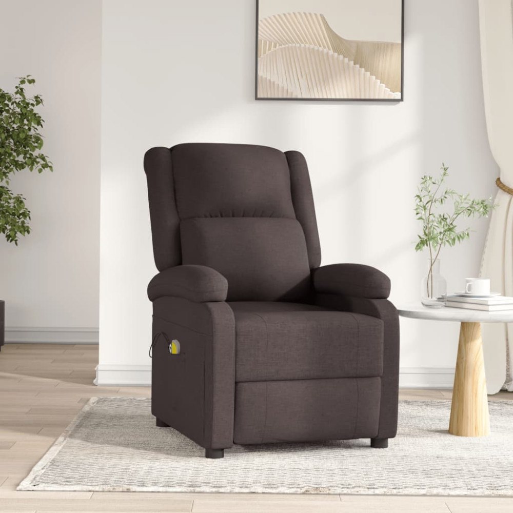 vidaXL Elektrisk massagefåtölj mörkbrun tyg