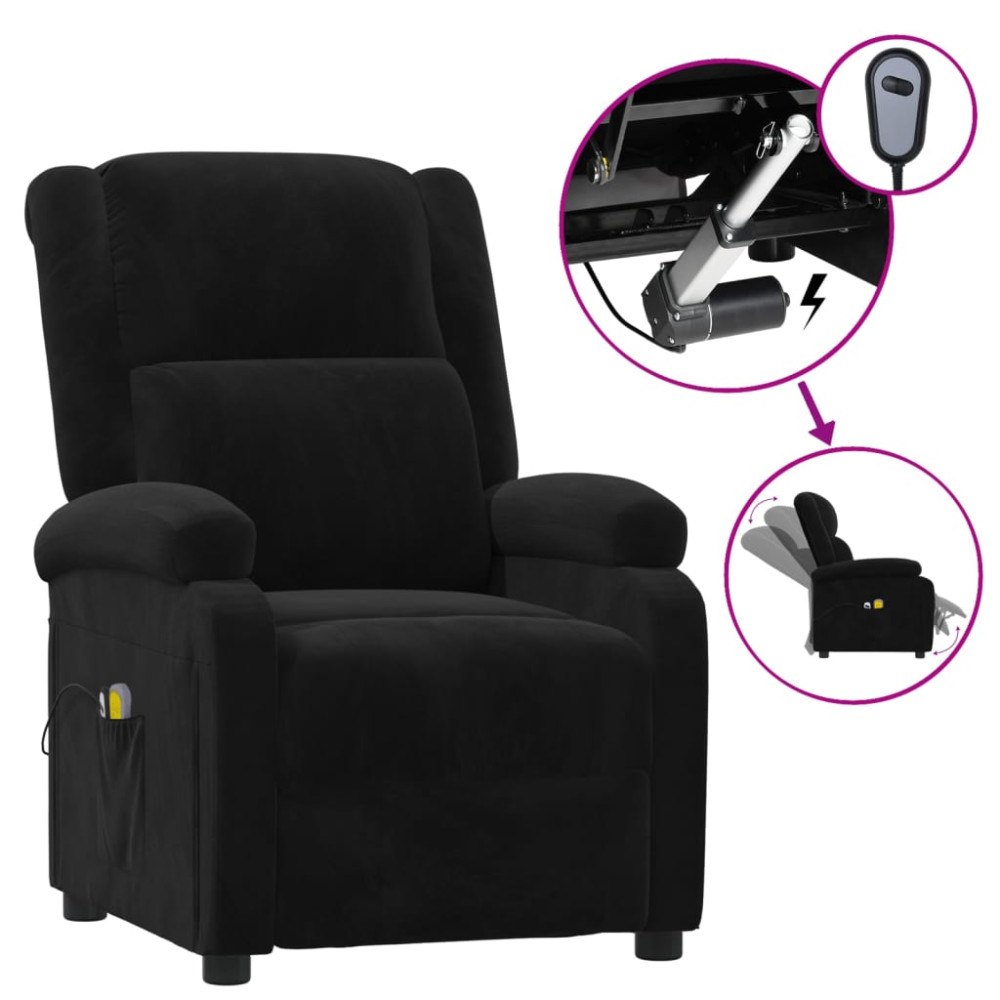 vidaXL Elektrisk massagefåtölj svart sammet