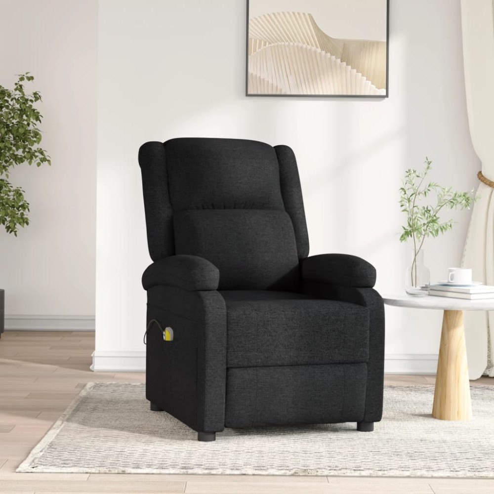 vidaXL Elektrisk massagefåtölj svart tyg