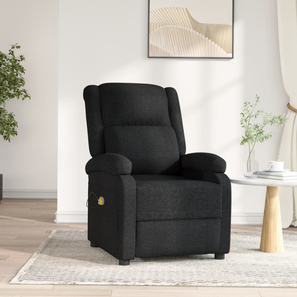 vidaXL Elektrisk massagefåtölj svart tyg