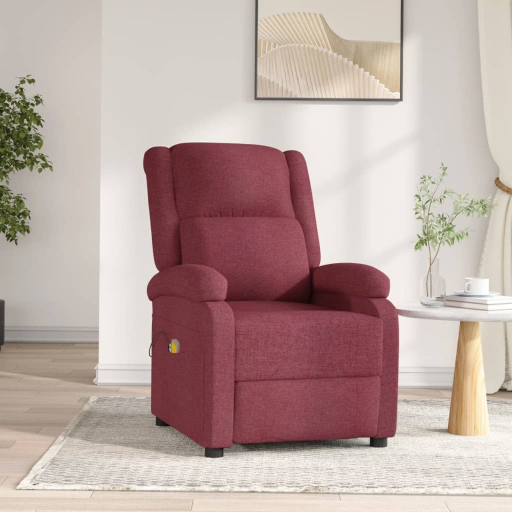 vidaXL Elektrisk massagefåtölj vinröd tyg