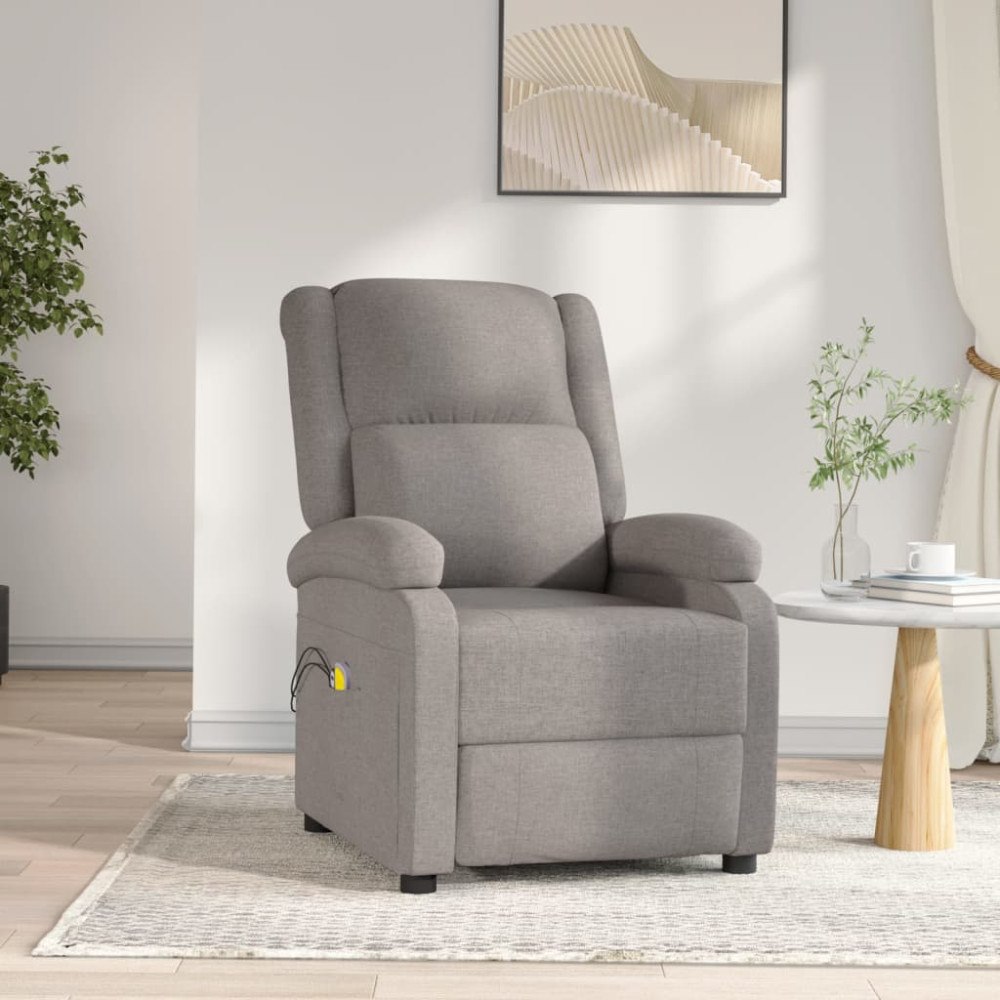 vidaXL Elektrisk massagefåtölj taupe tyg