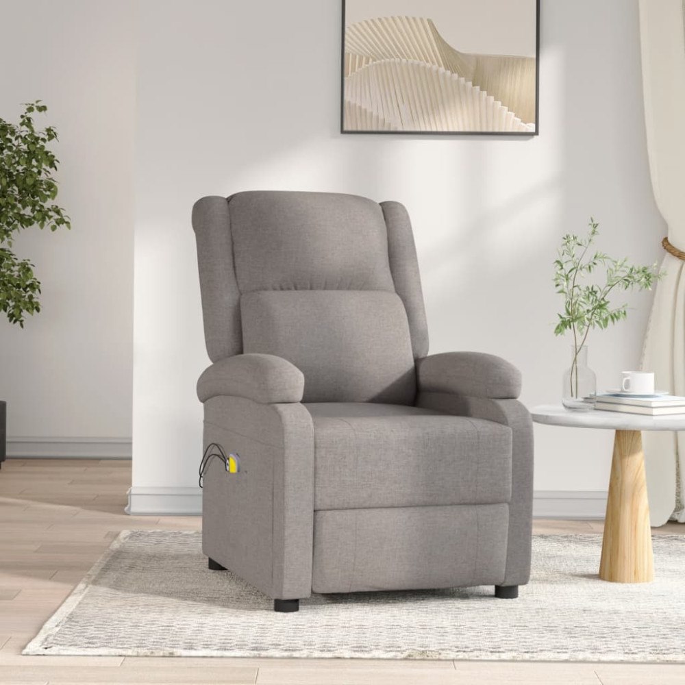 vidaXL Elektrisk massagefåtölj taupe tyg