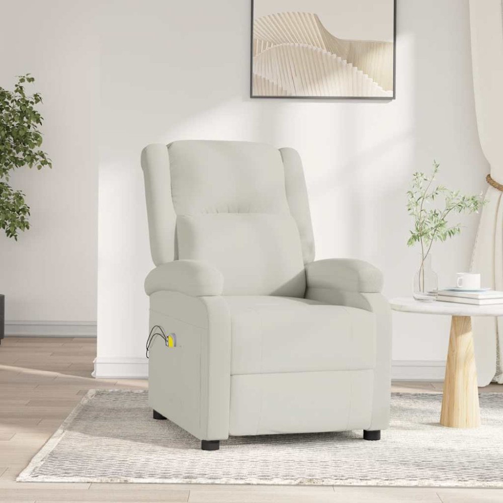 vidaXL Elektrisk massagefåtölj gräddvit sammet