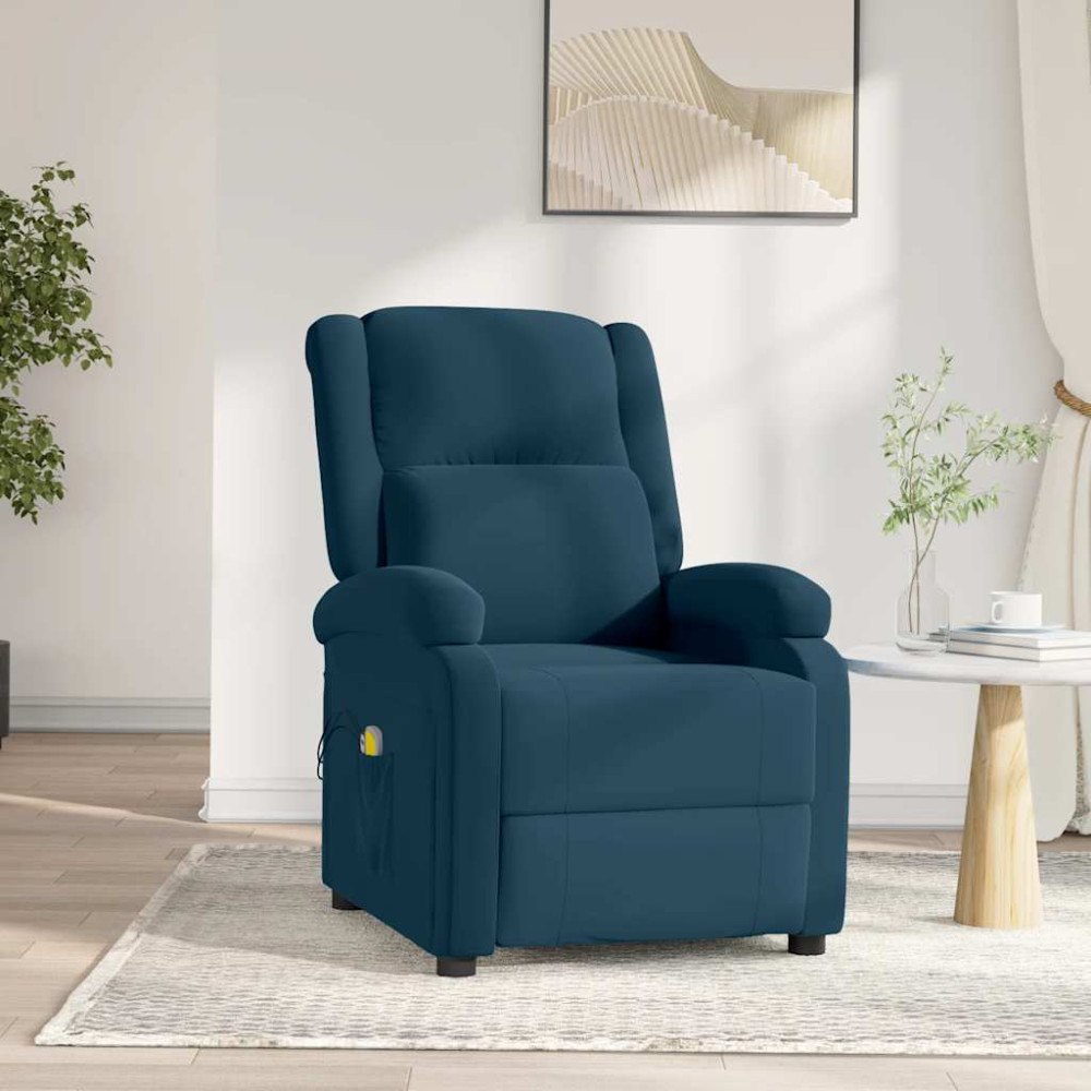 vidaXL Elektrisk massagefåtölj Blå sammet