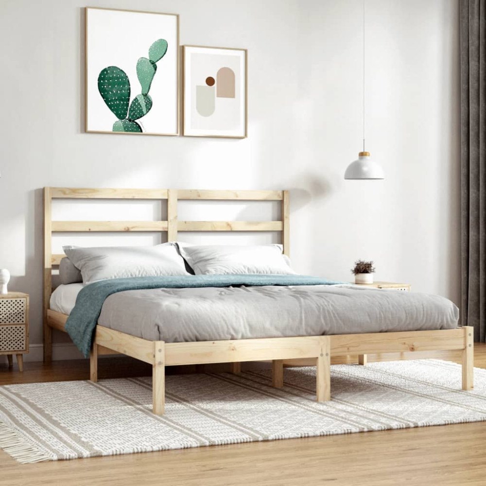 vidaXL Sängram massivt trä 135x190 cm