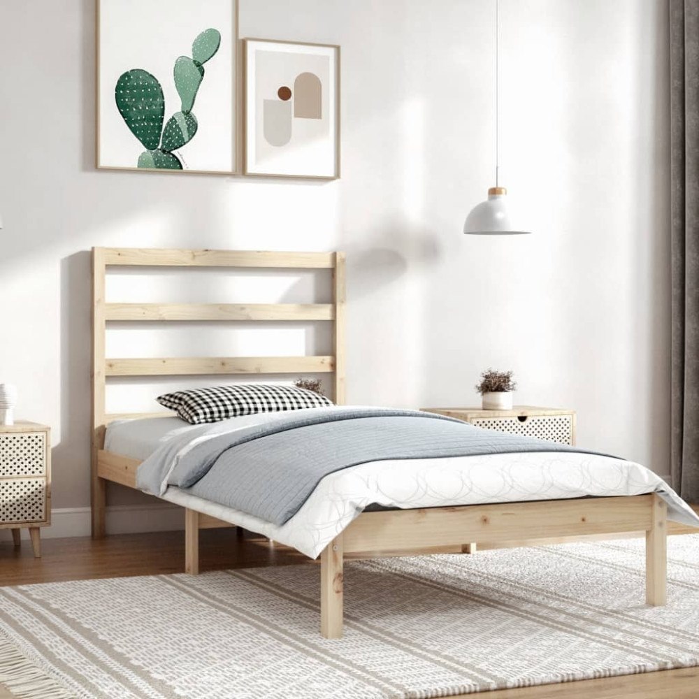 vidaXL Sängram utan madrass 90x200 cm massiv furu