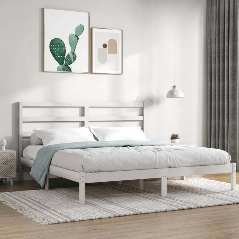 vidaXL Sängram utan madrass vit 200x200 cm massiv furu