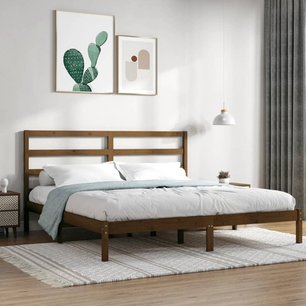 vidaXL Sängram honungsbrun massiv furu 200x200 cm