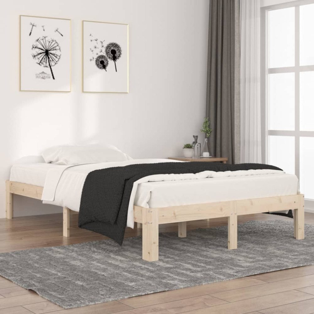 vidaXL Sängram massiv furu 120x200 cm