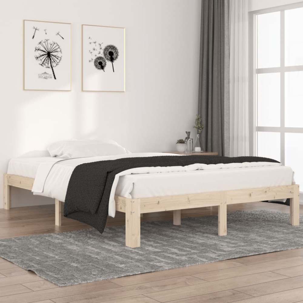 vidaXL Sängram massiv furu 140x200 cm