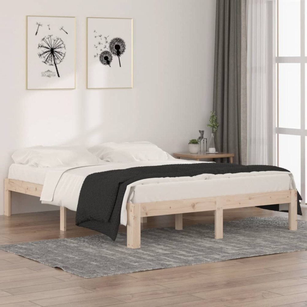 vidaXL Sängram massivt trä 150x200 cm