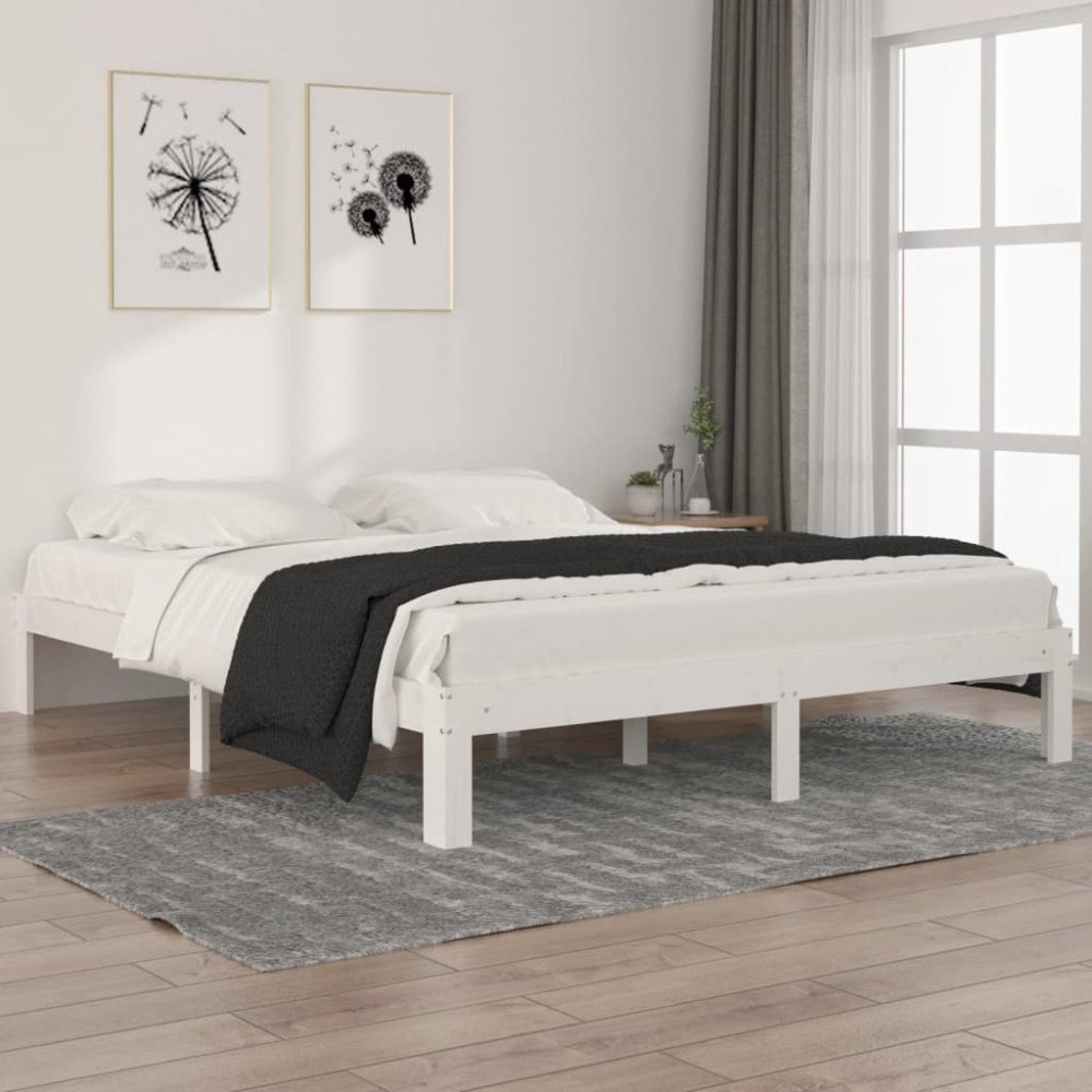 vidaXL Sängram vit massiv furu 160x200 cm
