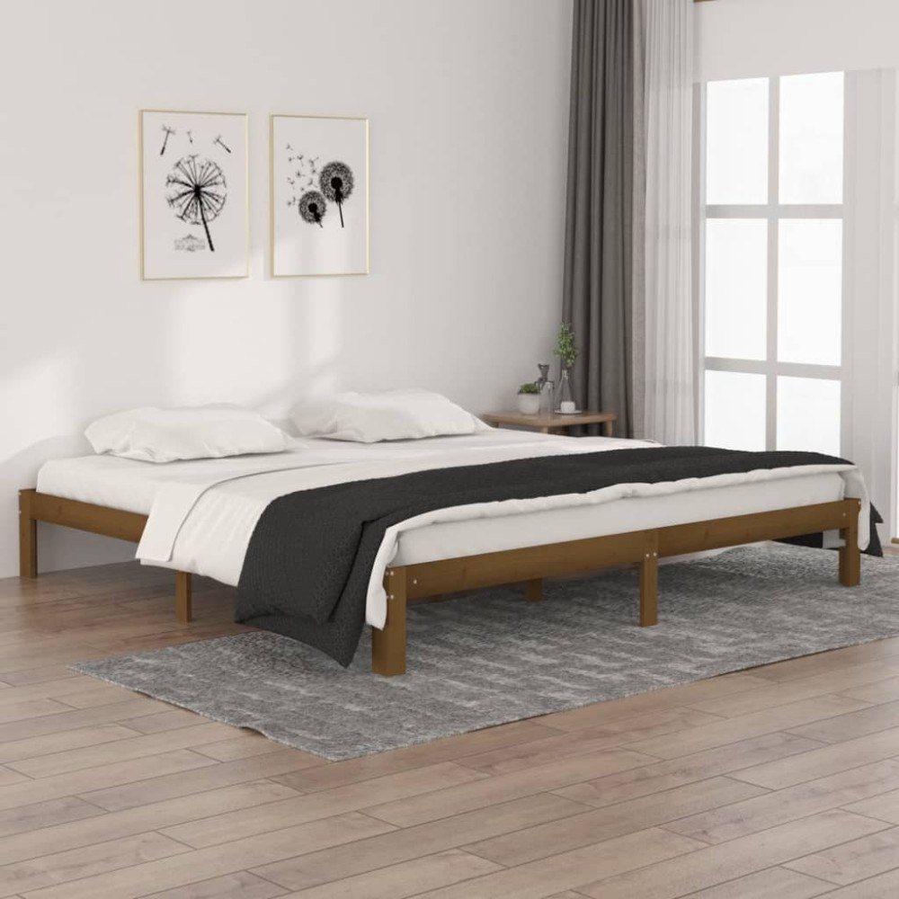 vidaXL Sängram honungsbrun massiv furu 200x200 cm