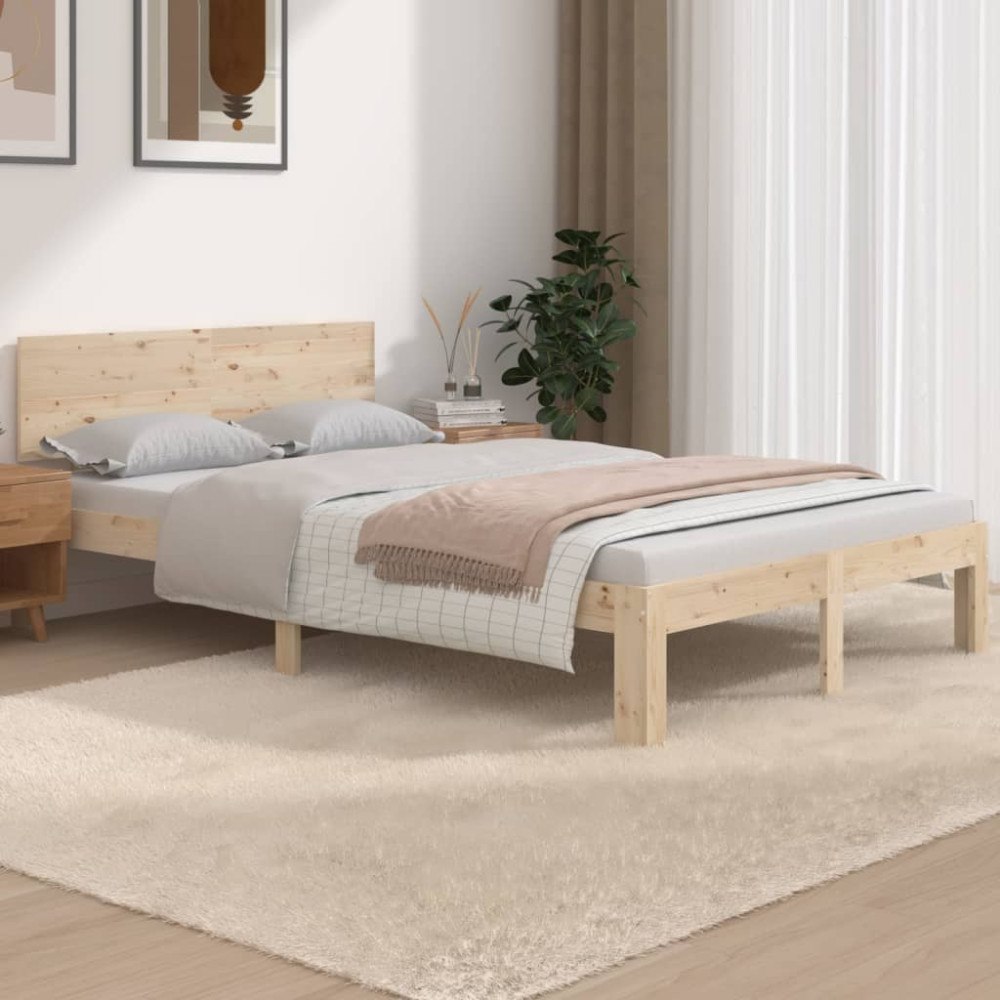 vidaXL Sängram massivt trä 120x190 cm