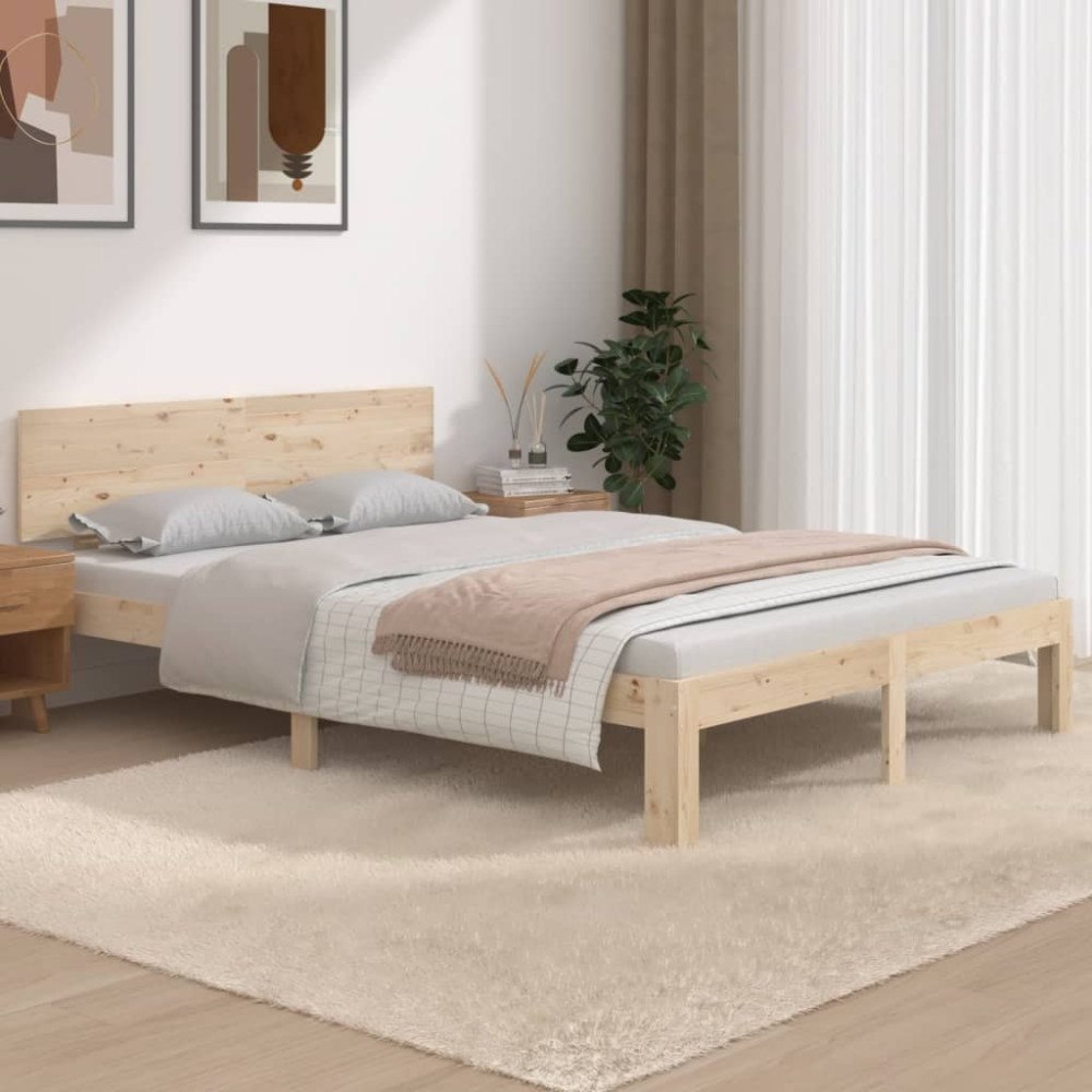 vidaXL Sängram massivt trä 135x190 cm