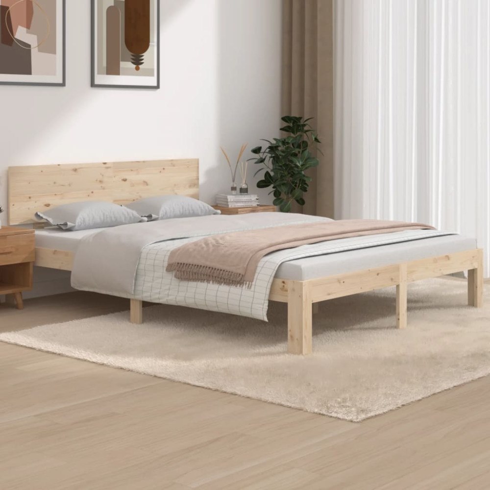 vidaXL Sängram massiv furu 140x190 cm