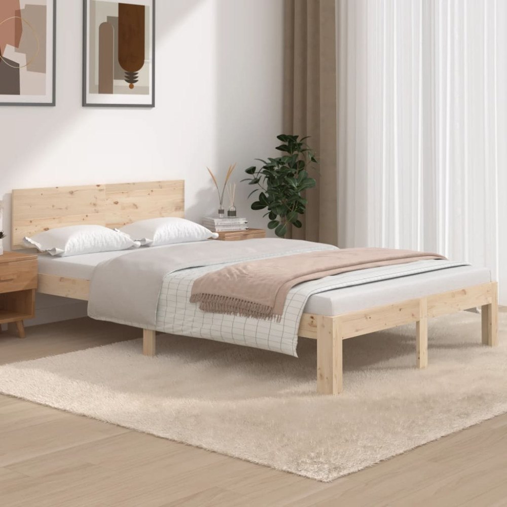 vidaXL Sängram massiv furu 120x200 cm