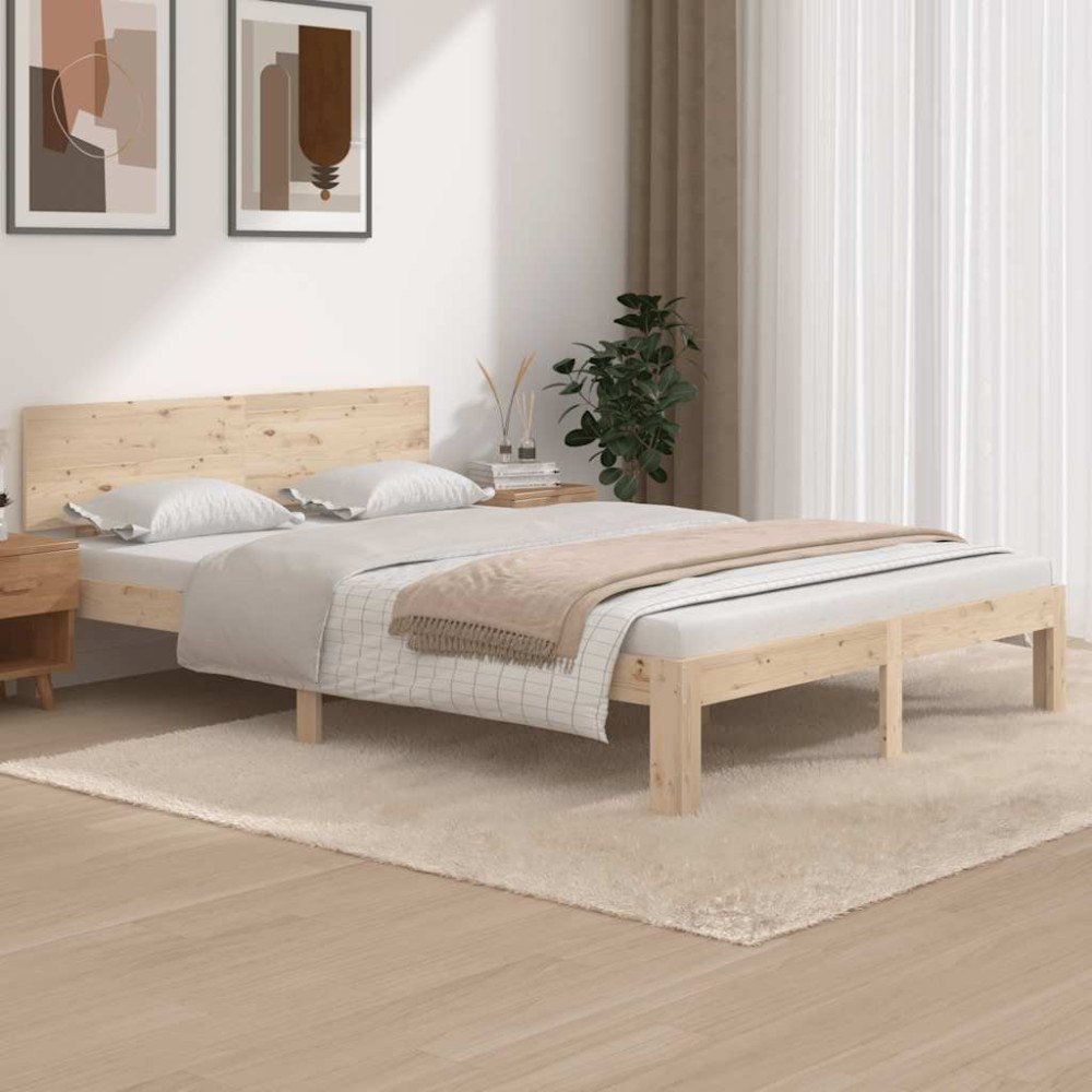vidaXL Sängram massiv furu 140x200 cm