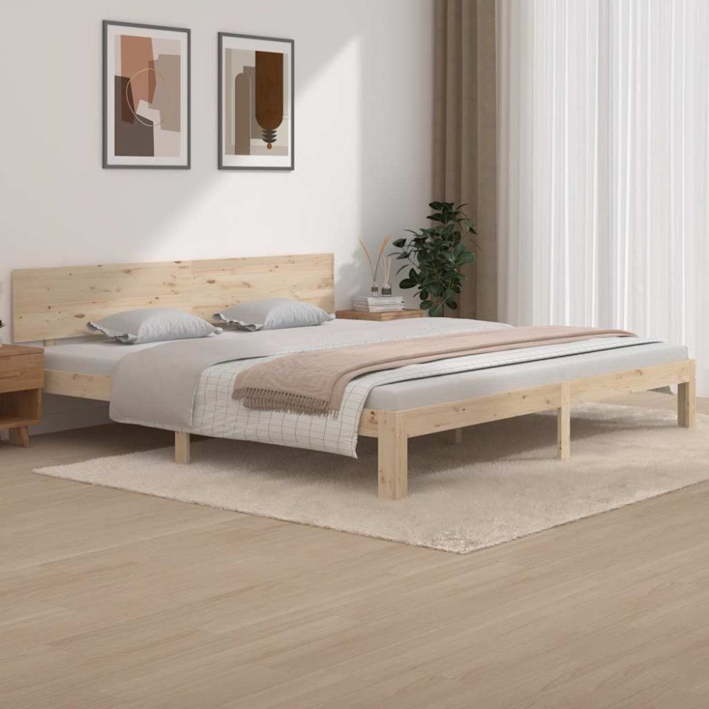 vidaXL Sängram massiv furu 200x200 cm