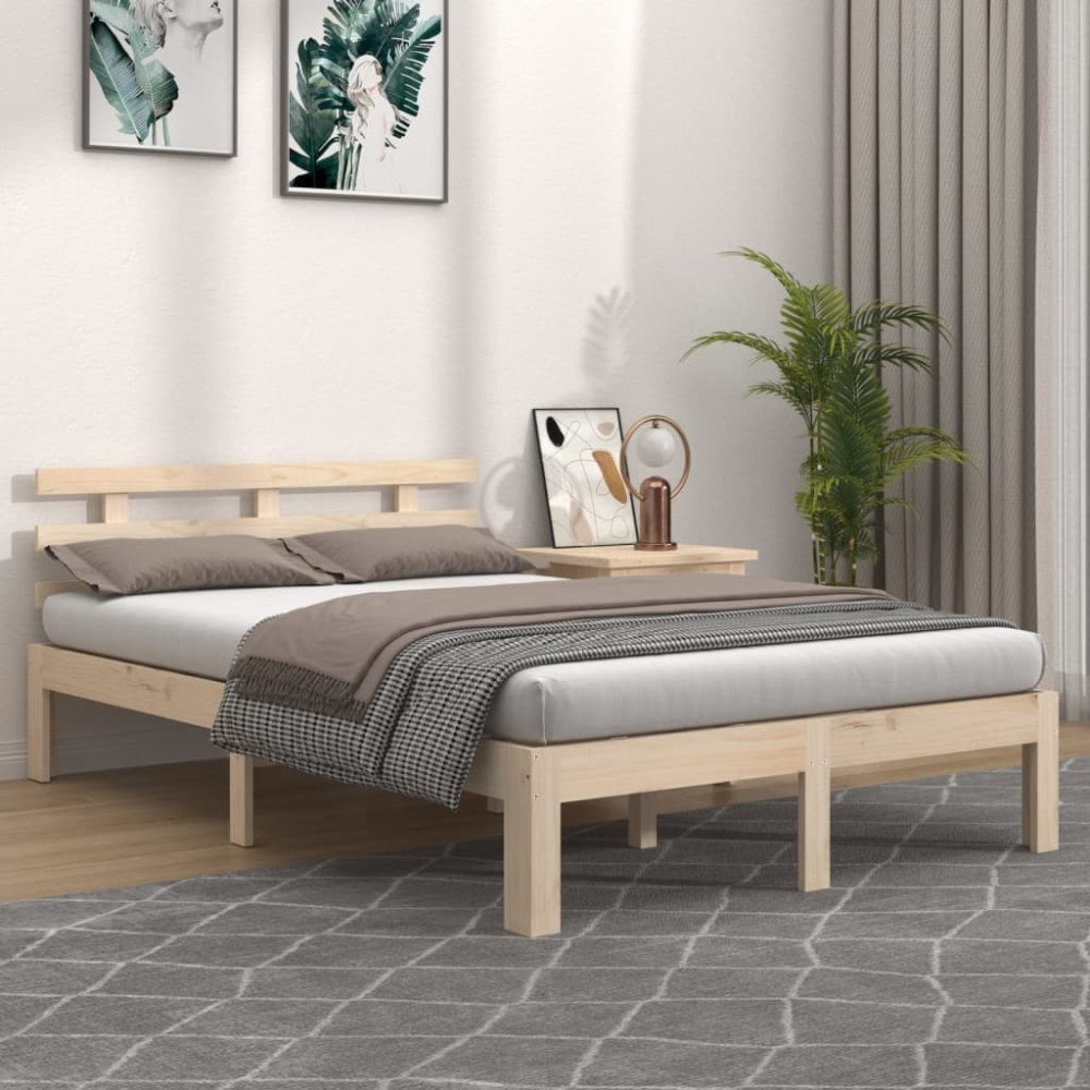 vidaXL Sängram massivt trä 140x190 cm