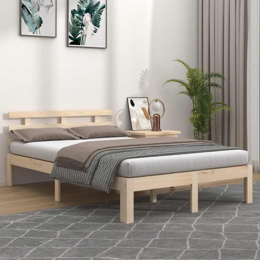 vidaXL Sängram utan madrass massivt trä 120x200cm