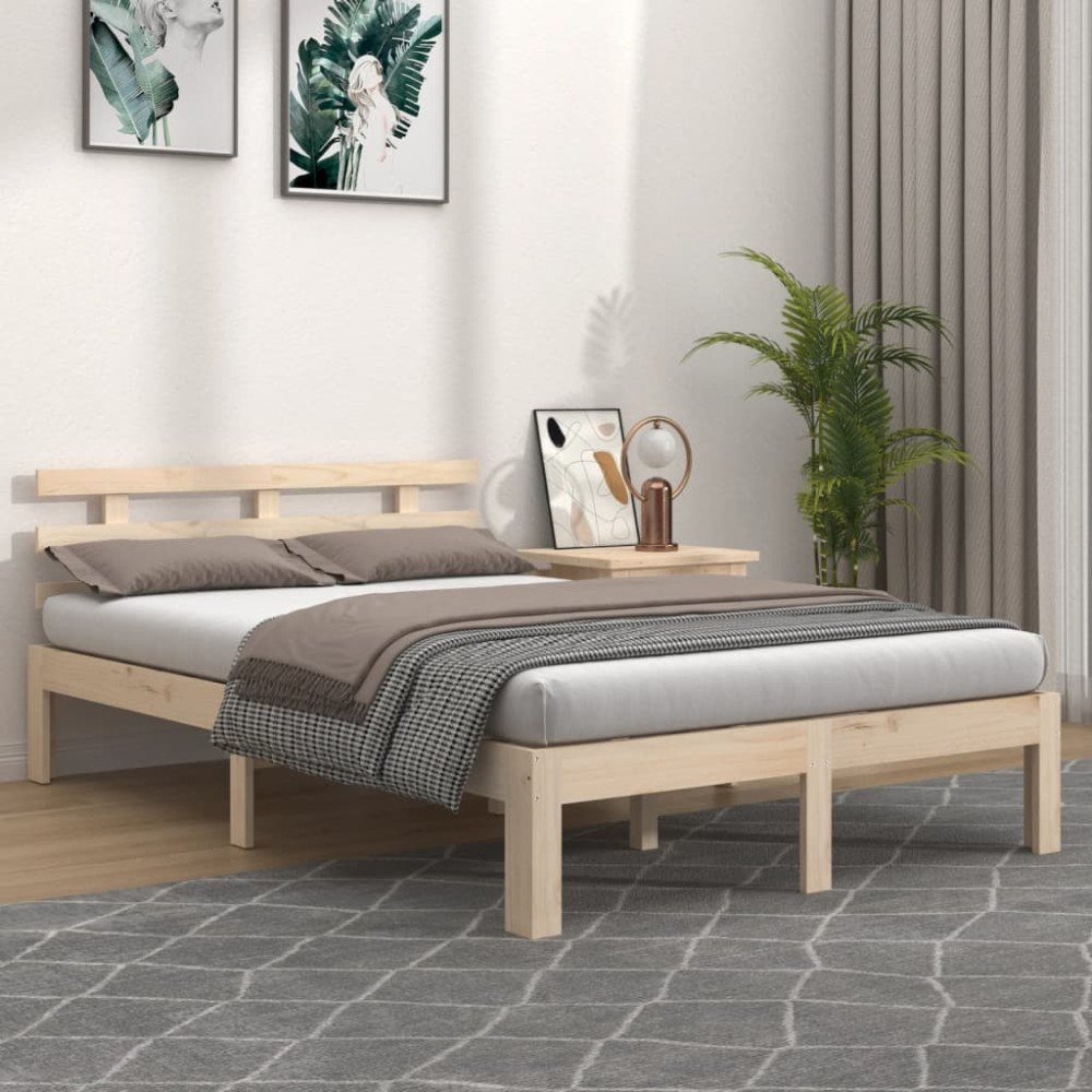 vidaXL Sängram utan madrass massivt trä 140x200cm