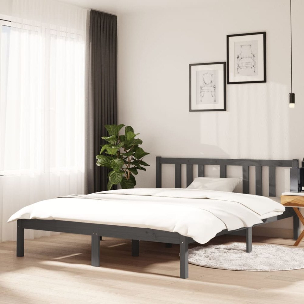 vidaXL Sängram massivt trä 140x190 cm