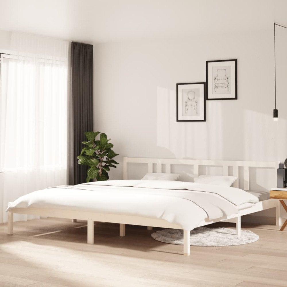 vidaXL Sängram vit massivt trä 200x200 cm
